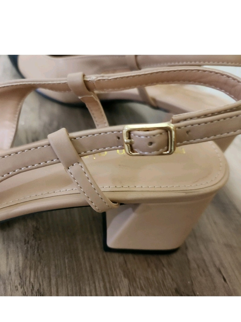 Madden Girl Kiitty Slingback Block Heel Pumps Beige Black Cap Toe Women 9.5 M - Picture 10 of 16